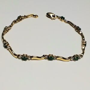 Emerald 10K Bracelet w/ tiny Diamond accents